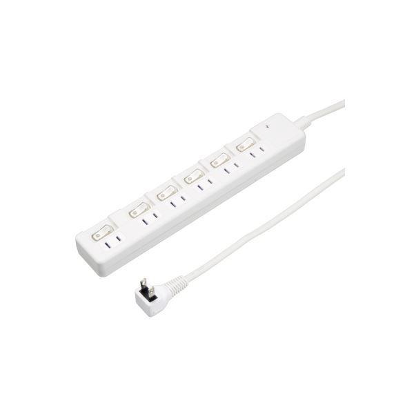 〔5個セット〕 YAZAWA 雷ガード付 6個口 節電タップ 0.3m ホワイト H8KS6603WHX5