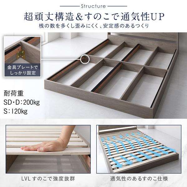ダブル ベッド グレージュ ベッドフレームのみ ロータイプ 低床