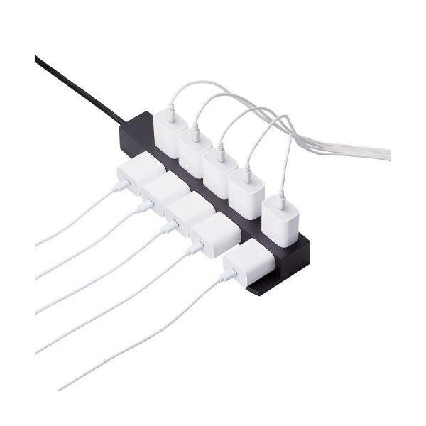 (まとめ) エレコム 回転脚付上面5口+側面5口タップ 1.0m ブラック T-KF04-21010BK 1個 〔×3セット〕_4