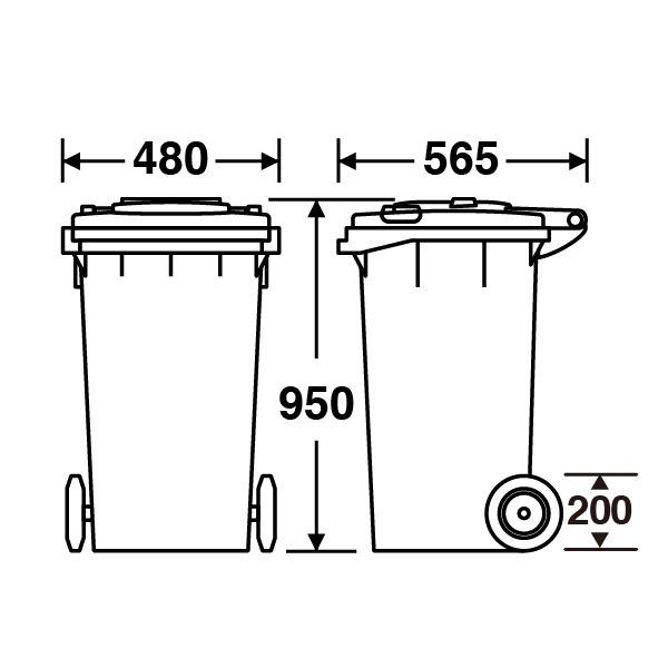 ボックスカート ゴミ箱 120 緑 約120L キャスター付き ダストボックス テラモトの画像