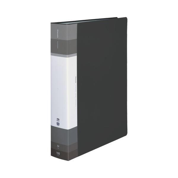 （まとめ）コクヨ クリヤーブック(Glassele) 固定式・背ポケット A4タテ 100ポケット ブラック ラ-GLB100D 1冊〔×5セット〕