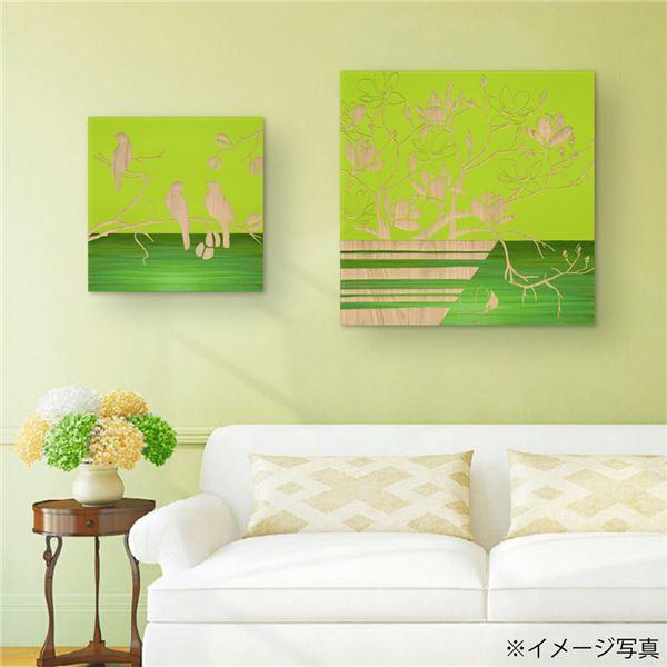 ユーパワー ウッドスカルプチャーアート 60×60cm 「マグノリア with ベース」GR+NPの画像