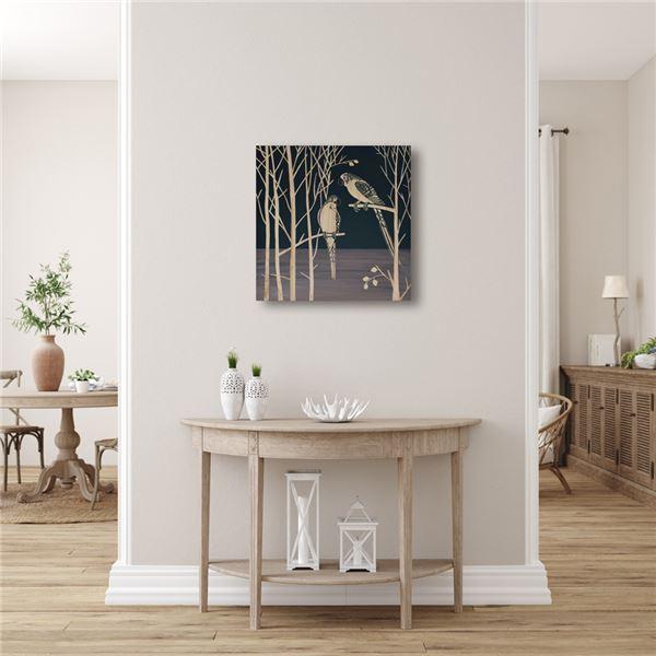 ユーパワー ウッドスカルプチャーアート 60×60cm 「パロット オン ザ ツリー」BK+NP_5