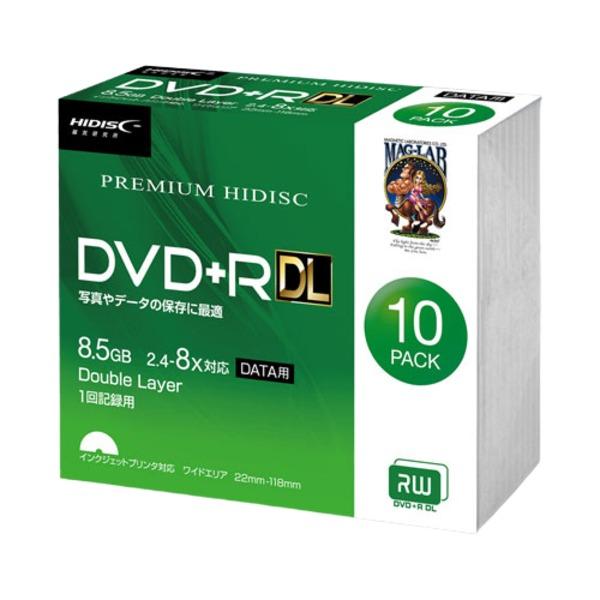 HIDISC DVD+R DL 8倍速対応 8.5GB 1回 データ記録用 インクジェットプリンタ対応10枚　スリムケース入り HDVD+R85HP10SC | 