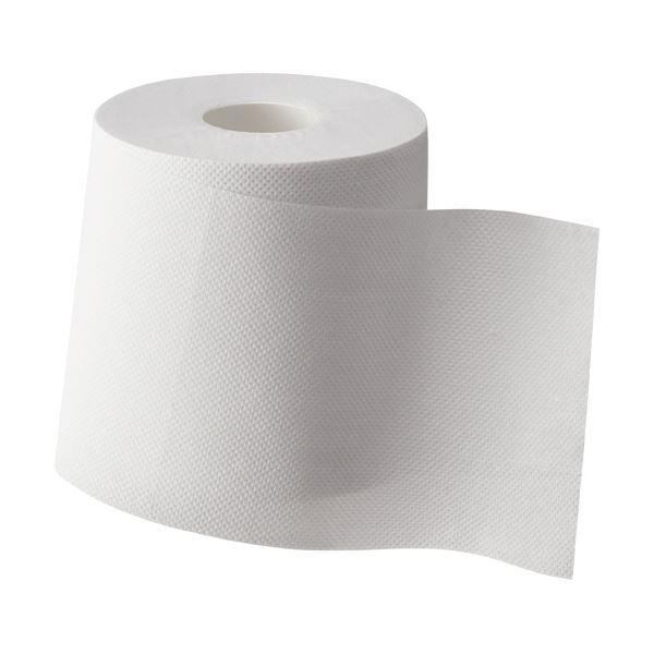 （まとめ） TANOSEEトイレットペーパー パルプブレンド シングル 芯あり 80m 1パック（8ロール） 〔×10セット〕の画像