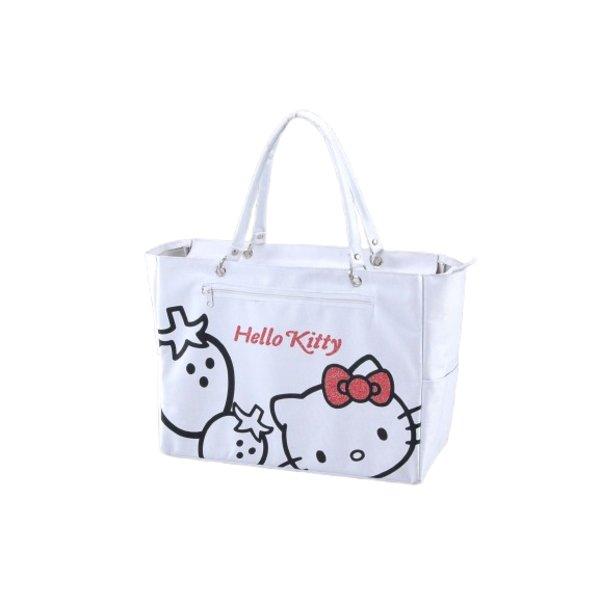 Hello Kitty ハローキティ ストロベリートートバッグ 鞄 ホワイト マチ・ポケット付き : SHOPイーアスYahoo!店 - 通販 ...