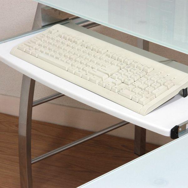 ガラスPCデスク L型 WH ホワイト 組立品 : SHOPイーアスYahoo!店