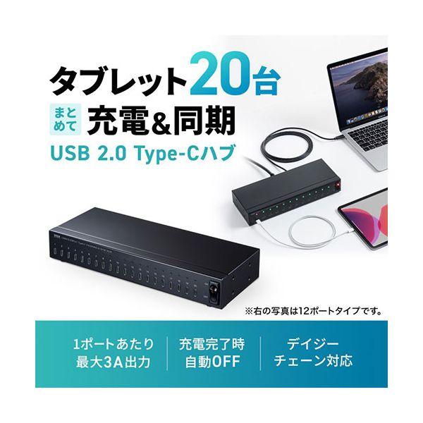 サンワサプライ USB2.0 Type-C 20ポートハブ iPadやタブレットを最大20 