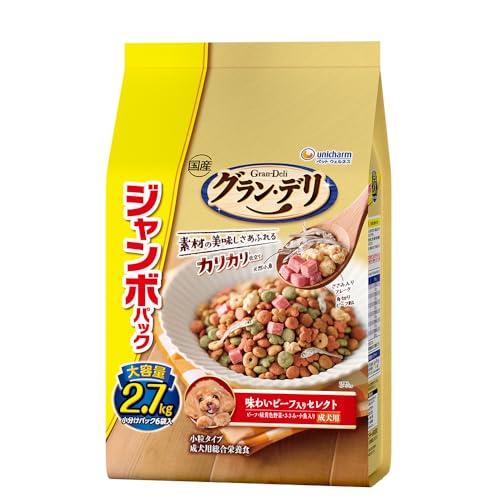 グラン・デリ 【ジャンボパック】グランデリ ドッグフード ドライ カリカリ仕立て 成犬用 味わいビーフ入りセレクト 2.7kg 国産 ユニチャーム | 