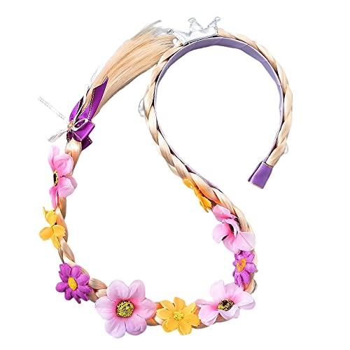 カチューシャ ラプンツェル ウィッグ 髪飾り プリンセス プリンセスドレスアップアクセサリー 誕生日 金髪 かわいい パープル（紫） | 