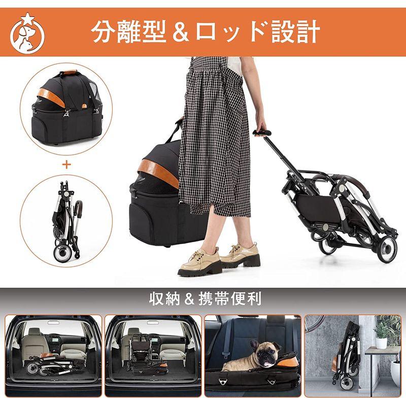 HRking.HANRAY 分離型 折りたたみ ペットカート 3wayモデル 対面式 4輪 犬用ベビーカー 前輪360°回転 後輪ブレーキ付 HANRAY 分離型 折りたたみ ペットカート 3wayモデル 対面式 4輪 犬用ベビーカー