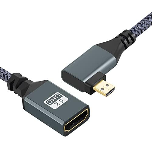 Twozoh 左向きMicro HDMI - HDMIアダプターケーブル ナイロン編組 90度 Micro HDMI オス-HDMI メスコード (タイプDからタイプA)対応 4K/3D対応 適格｜shop-ermine｜04