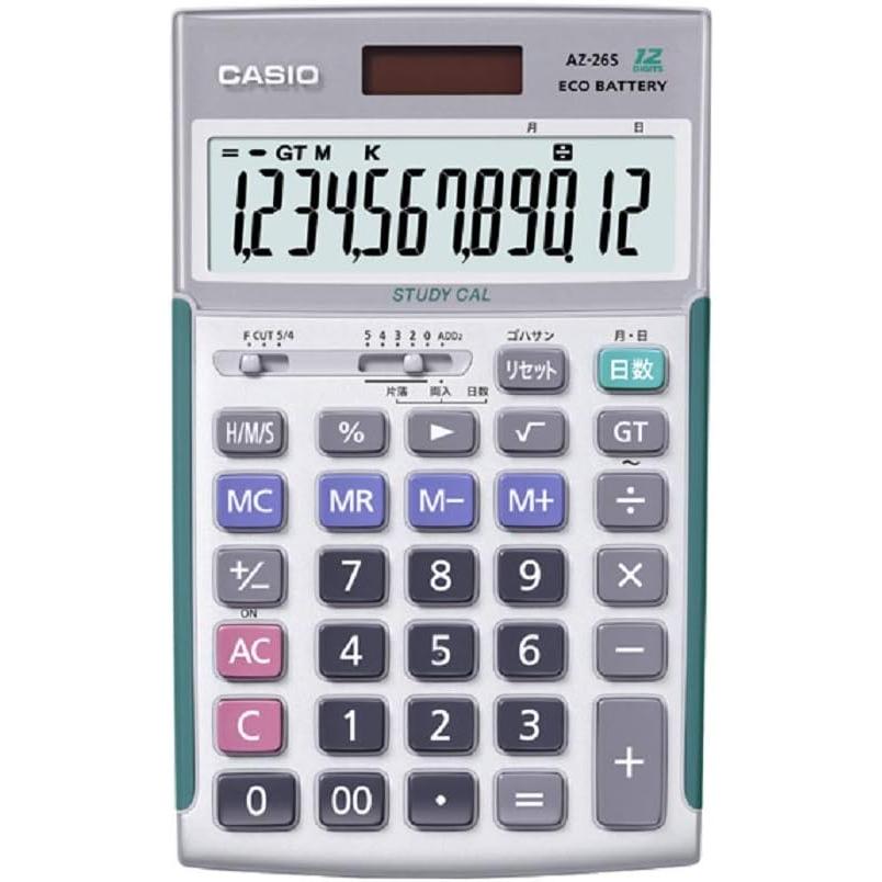 新品 カシオ学校専用電卓、簿記電卓 12桁 AZ－26S CASIO カシオ スクール電卓 AZ-26S 新品未開封 計算機 実務電卓 簿記
