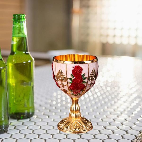 古典的な小さなワインゴブレットワイングラス彫刻パターンクリエイティブエレガントな手作りカップ結婚式のディナーパーティーの装飾ギフト , ゴールドレッド｜shop-fukumaru｜03