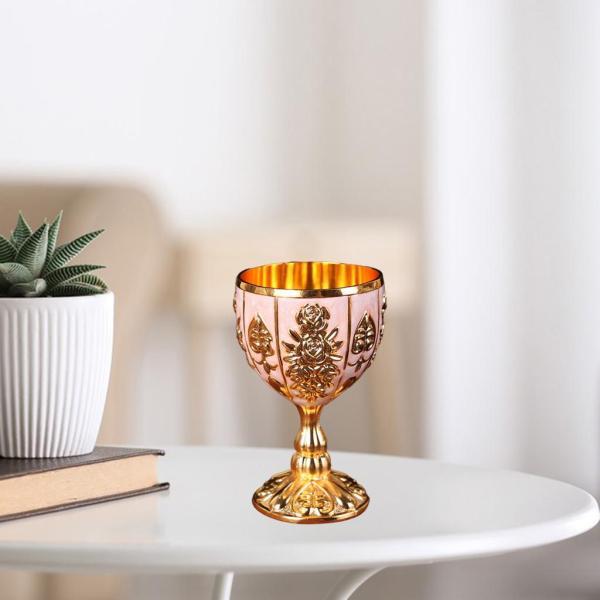 古典的な小さなワインゴブレットワイングラス彫刻パターンクリエイティブエレガントな手作りカップ結婚式のディナーパーティーの装飾ギフト , ピンクゴールド｜shop-fukumaru｜04