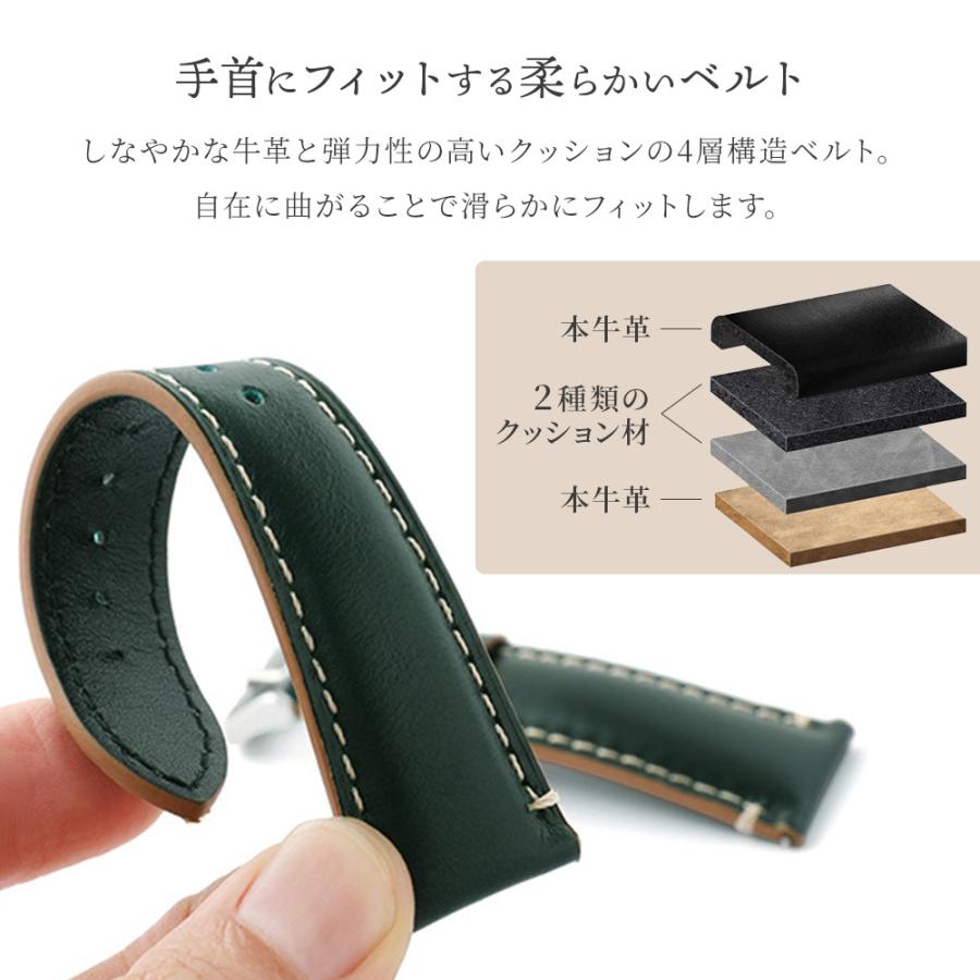 時計ベルト 本革 コードバン風 18mm 20mm 22mm 24mm 交換用 腕時計 バンド メンズ レディース 工具不要 簡単交換 レザー スマートウォッチ |  | 02