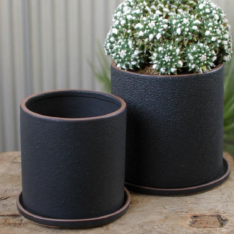 植木鉢 おしゃれ 陶器鉢 マットブラックなシンプルポット ST7319-160 5