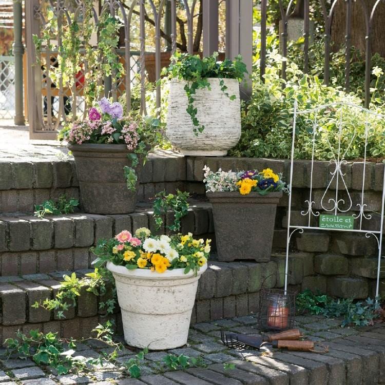植木鉢 おしゃれ プラスチック ストーンスクエアポット UN002-400 13号