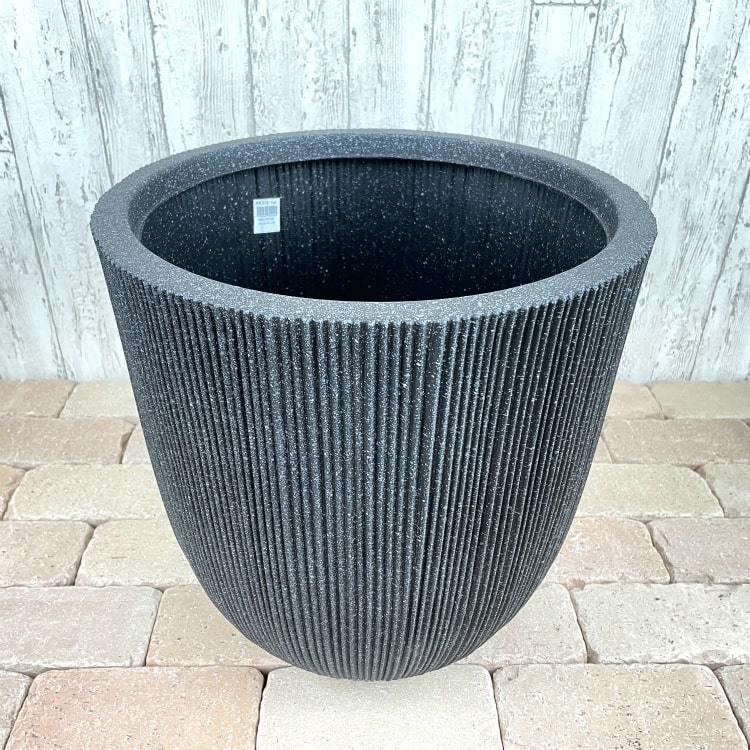 植木鉢 おしゃれ プラスチック バーチカルラインポット UN021-365 12号(36.5cm) 大型 軽量 軽い 丸型 グレー ブラック 鉢底穴有り・無し_8