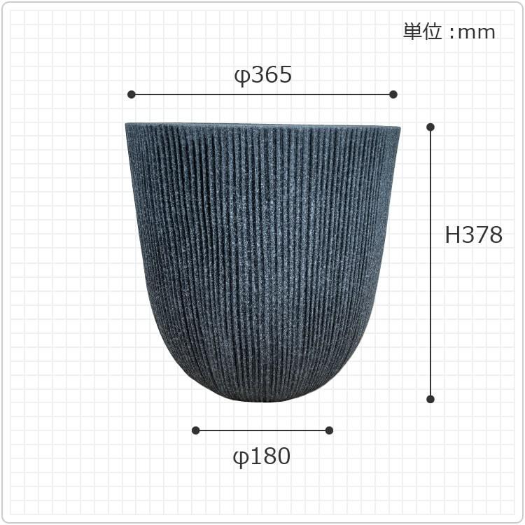 植木鉢 おしゃれ プラスチック バーチカルラインポット UN021-365 12号(36.5cm) 大型 軽量 軽い 丸型 グレー ブラック 鉢底穴有り・無し_13