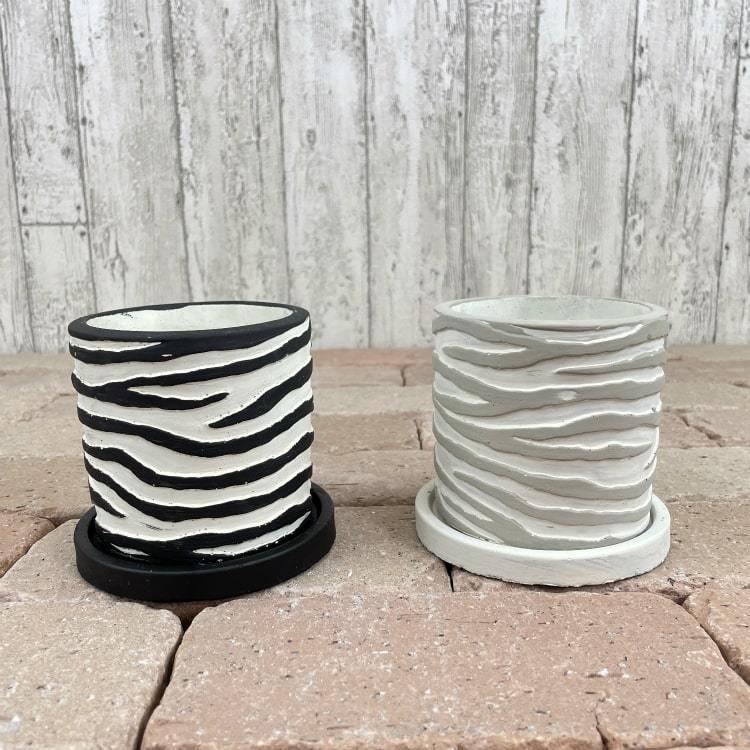 植木鉢 おしゃれ 珍しいゼブラ柄の植木鉢 UN467-100 3号(10cm) 鉢底穴