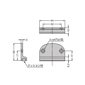 両開き扉用 戸当たり付受座 【1505-111】 スガツネ工業 LAMP ランプ