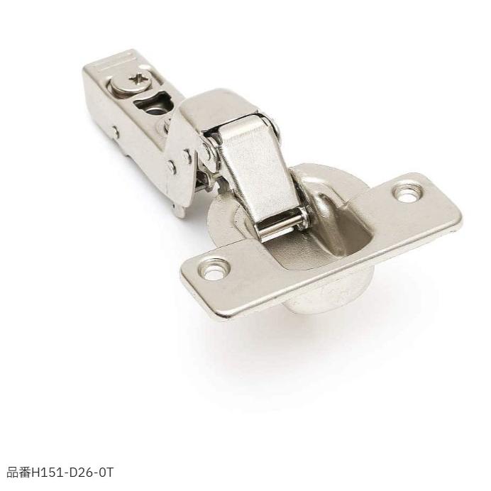 ダンパー内蔵スライド丁番 厚扉用 H151 94°開き インセット ダンパー