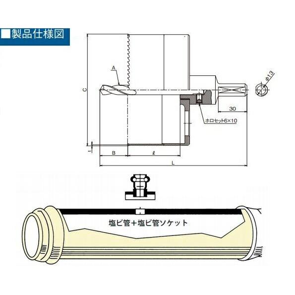 大日商【塩ビ管用ボーリングカッター】VU168 : vu168 : ハードボックス  