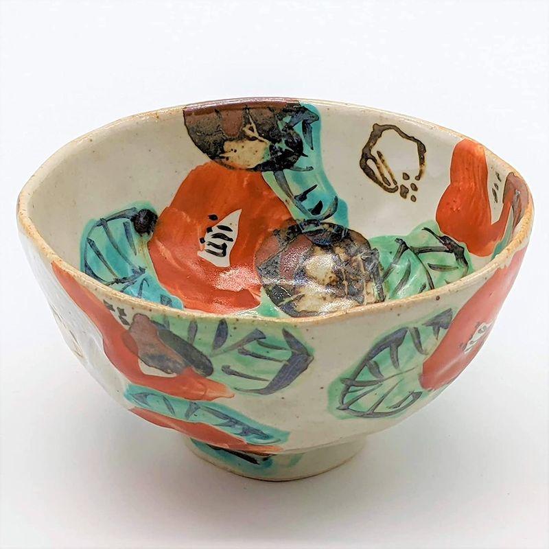 美濃焼 和田一人 お茶碗 飯碗 11cm 色絵椿 日本製 105-0041 食器、グラス、カトラリー 