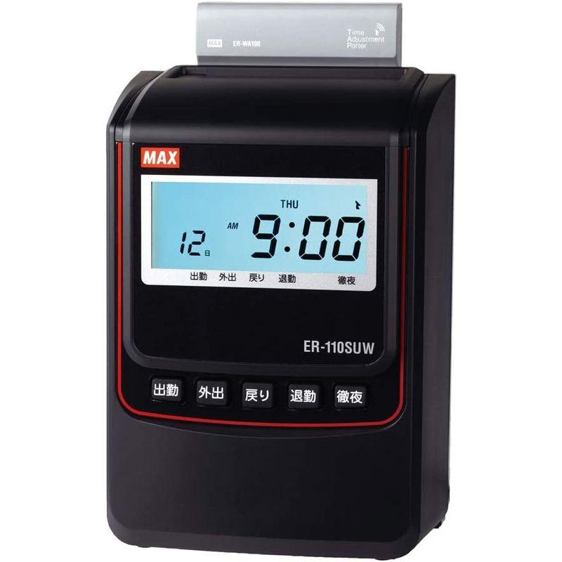 マックス　電子タイムレコーダー　電波時計付き　ER90721　ER-110SUW　ブラック