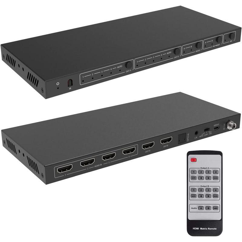 BUNGPUNG 4K@60Hz HDMI マトリックス 切替器 4入力2出力、 HDMI 音声分離 光デジタル アナログ SPDIF 3. HDMI セレクター、切替器 マトリックス スイッチャー 4入力2出力HDMI切替器光デジタルオーディオ分離