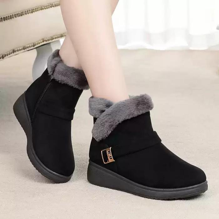 ブーツ レディース ショートブーツ 本革 ゆったり 甲高 外反母趾 ボア ショート ローヒール かわいい ぺたんこ あったか 疲れない 歩きやすい 足が痛くならない 22.5cm-25.0cm 母の日 ショートブーツ レディース 黒 裏ボア もこもこ 防寒 滑りにくい 厚底