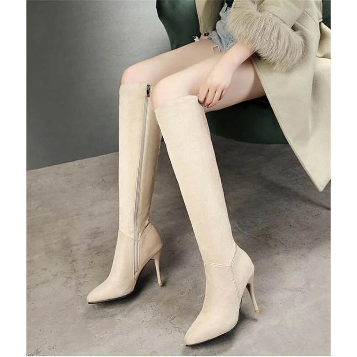 ロングブーツ レディース フェイクスエード サイドジップ 美脚