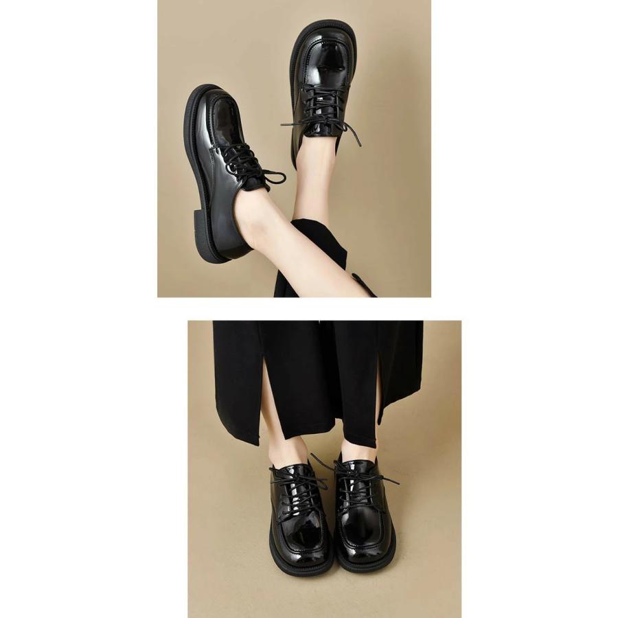 おじ靴 レディース レースアップシューズ 丸紐 オックスフォード