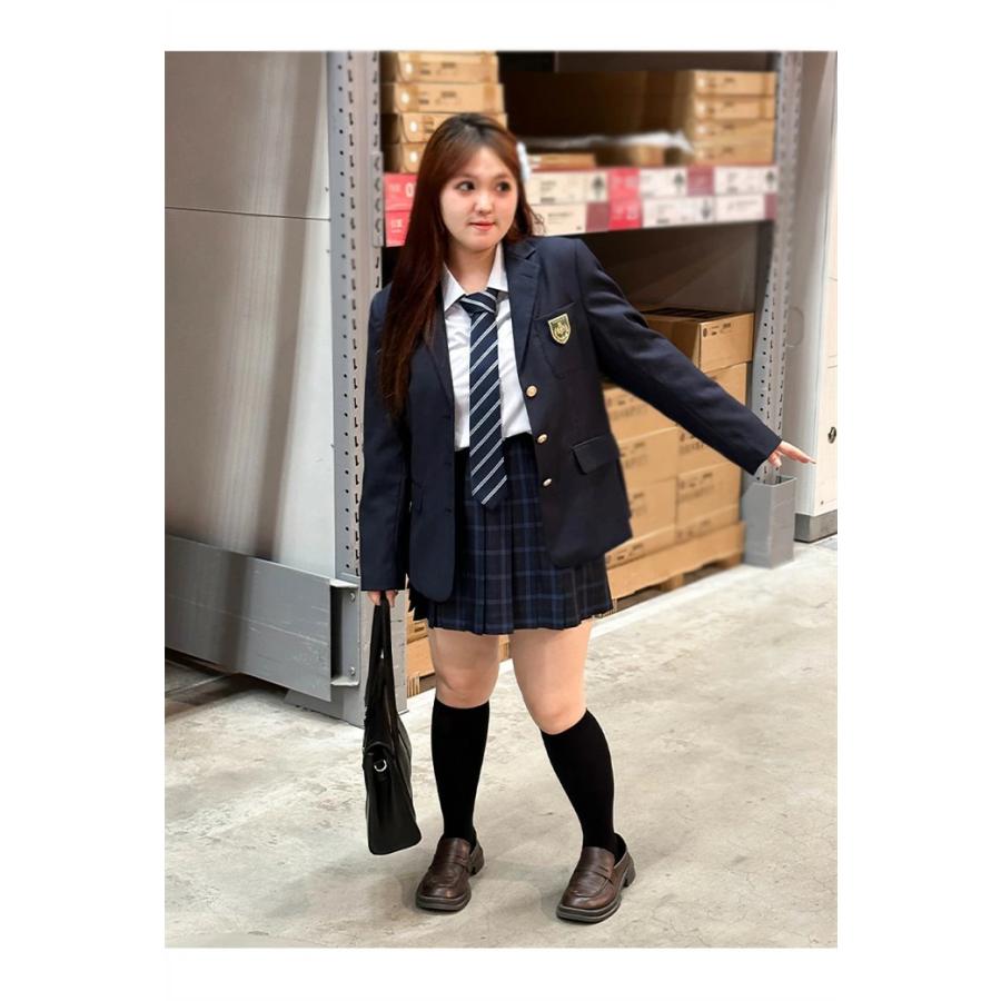 大きいサイズ S-8L 制服 学生制服 入学式 卒業式スーツ 4点セット ブレザー スカート 上下セット スクールスカートチェック柄 シャツ ぽっちゃり JK 女子高校生_3