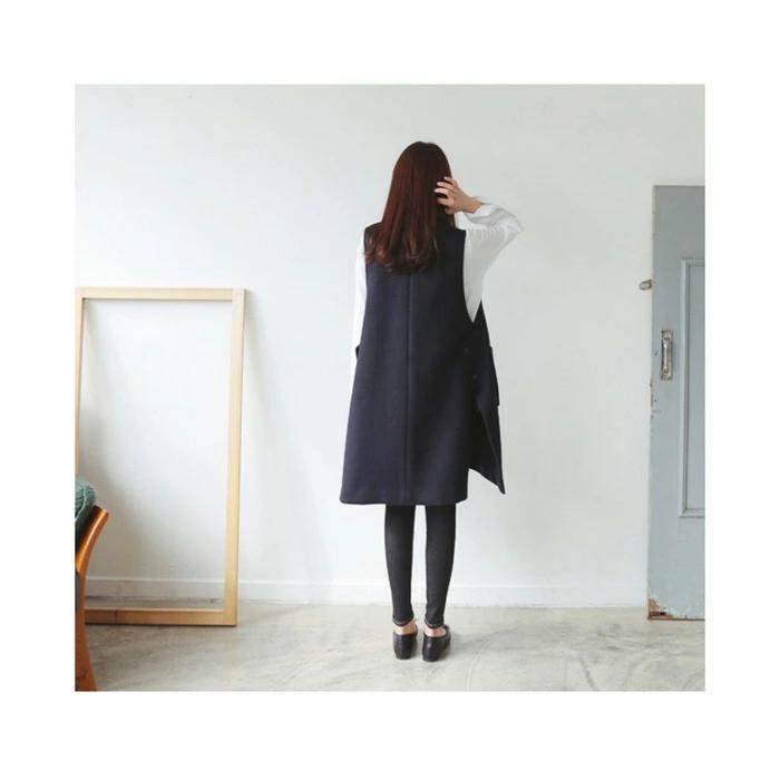 ジレ ベスト レディース ロング ロングベスト ゆったり 韓国風 中長め 
