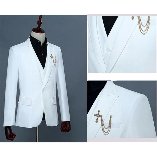 メンズスーツ 上下セットアップ 3ピーススーツ 司会者 11カラー 花婿の介添え 次会 通勤 結婚式 卒業式 紳士用 S/M/L/XL/2XL 白 黒 ピンク 赤 ワインレッド 紫 メンズスーツ 上下セットアップ 3ピーススーツ 司会者 11カラー 花婿の