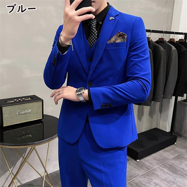 スーツ メンズ スリムスーツ 紳士服 3ピース スリーピース パンツ