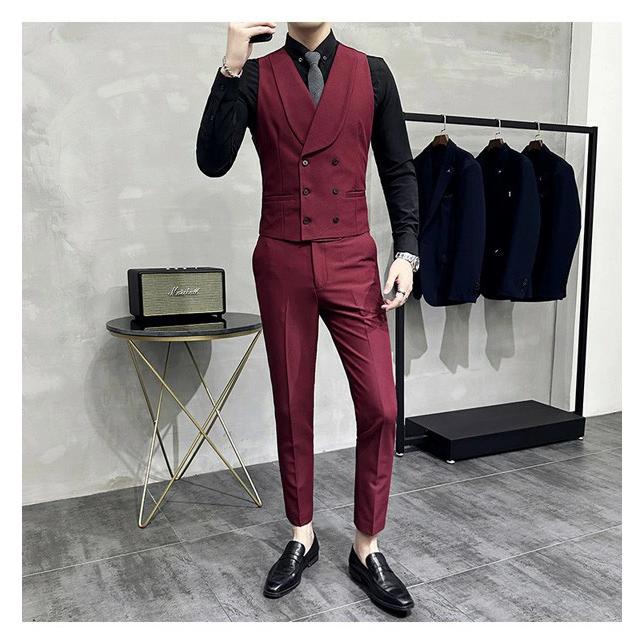 メンズスーツ ビジネススーツ 3点セット スリーピース ベスト パンツ