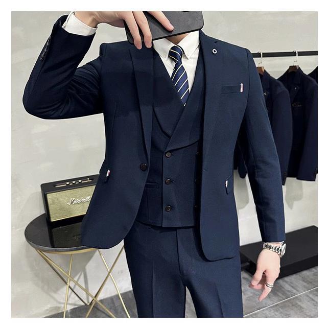 メンズスーツ ビジネススーツ 3点セット スリーピース ベスト パンツ