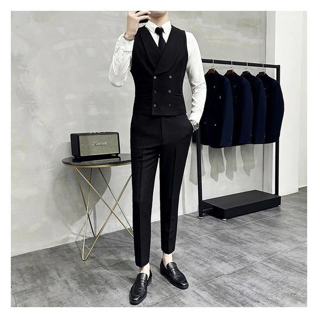 メンズスーツ ビジネススーツ 3点セット スリーピース ベスト パンツ