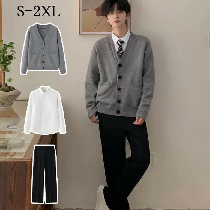 ストーン　カーディガン　卒業式 S-2XL 卒業式 スーツ 男の子 カーディガン セーター 4点セット 制服