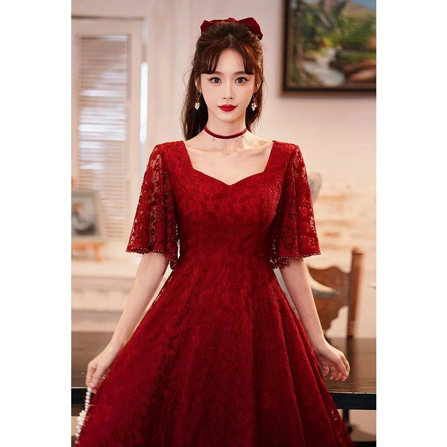 ドレス 大人 ピアノ 発表会 演奏会 ピアノ発表会 演奏会用 M-6L ドレス 大人 ピアノ発表会 ドレス 演奏会 結婚式 フェミニン パーティードレス ロングドレス 袖あり お呼ばれ 20代 30代 可愛い フェミニン ワインレッド