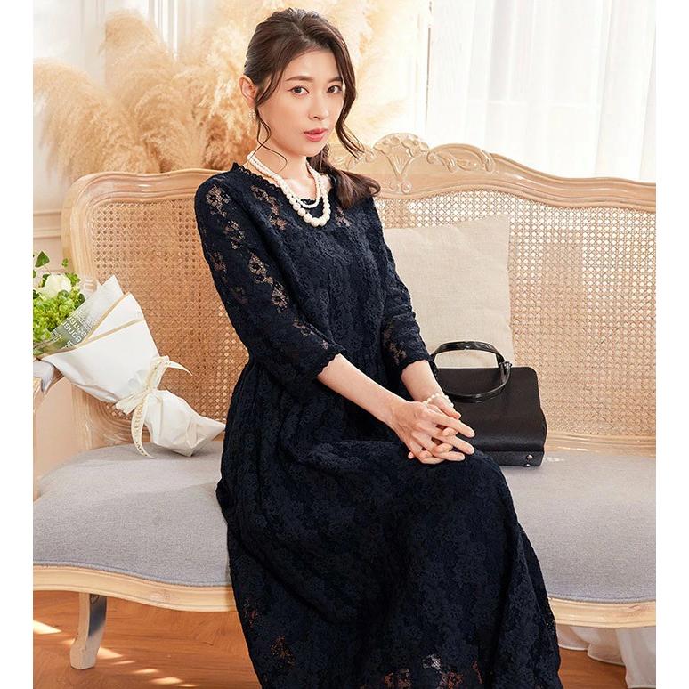 美品✨リナシメント 総レース フレアワンピース シースルー 花柄 