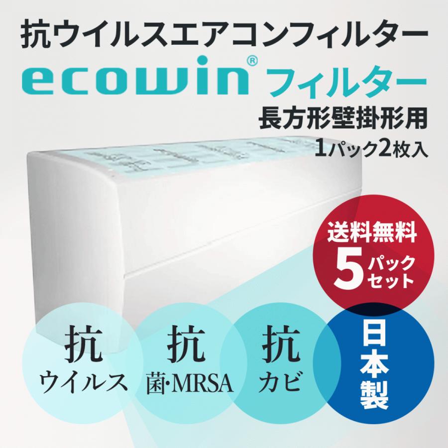 送料無料 抗ウイルス エアコンフィルター ecowinフィルター 壁掛形エアコン用 5パックセット HAC-F48 抗菌フィルター エコウィン ルームエアコン用 外付け | 