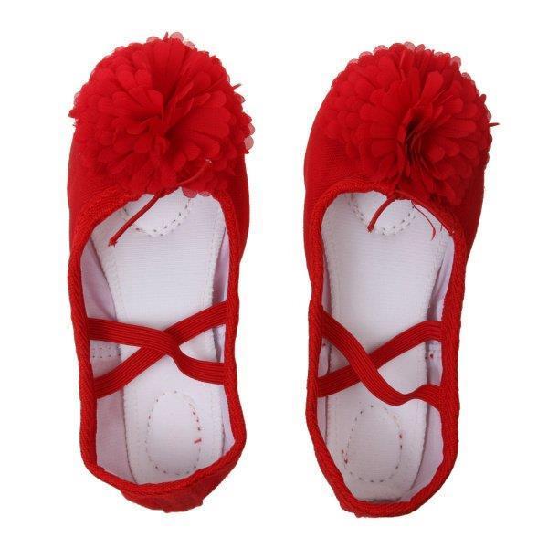 子女の子のためのダンスバレエヨガキャンバスレザースプリットソール靴は29を赤 【大特価!!】 最大59％オフ