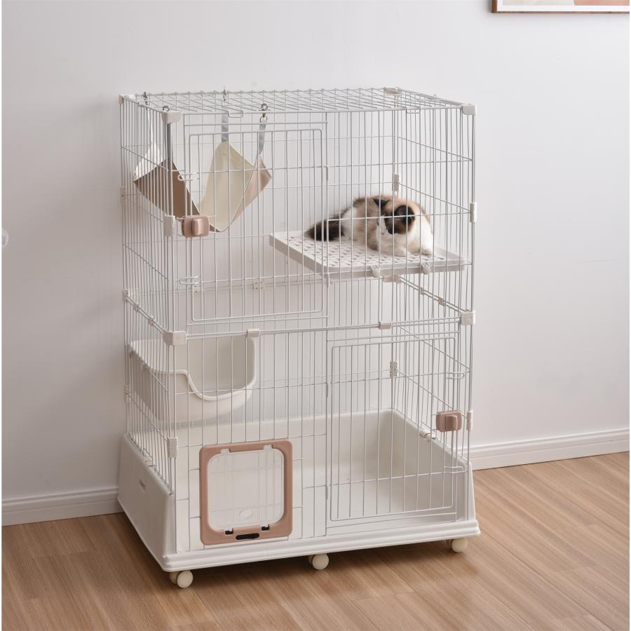 ５５％以上節約猫 ケージ キャットケージ 脱走防止 2段 (2段, 留守番 1