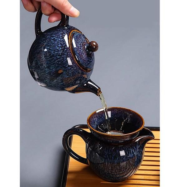 茶器セット 陶器 茶器揃い 6点セット 急須 湯呑みセット マルチ 茶具セット 茶わん ブルー 保存袋付き ティーポットティーカップ 茶道｜shop-kaeru｜24