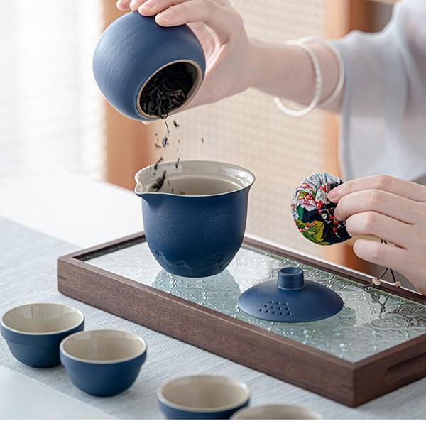 急須セット 来客用 旅行ティーセット 5カラー ティーセット 陶器 携帯式 持ち運び便利 ギフトバッグ装 やかん 茶道具 蓋つき 中国茶｜shop-kaeru｜08