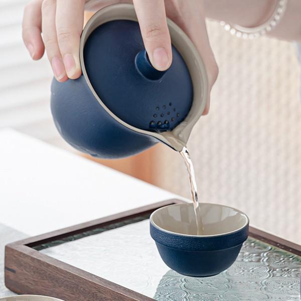 急須セット 来客用 旅行ティーセット 5カラー ティーセット 陶器 携帯式 持ち運び便利 ギフトバッグ装 やかん 茶道具 蓋つき 中国茶｜shop-kaeru｜11